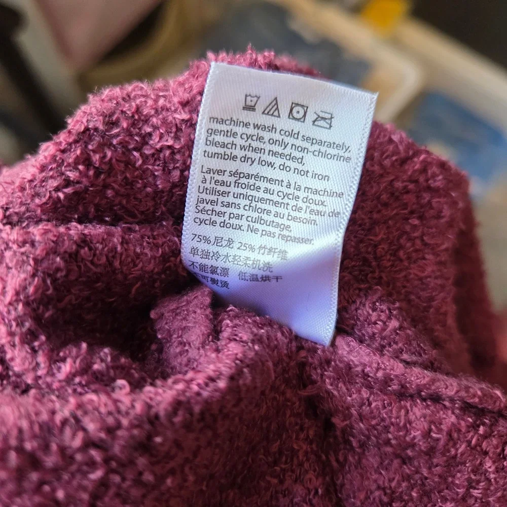 Barefoot Dreams CozyChic Lite Cardigan Duster Burgundy Size S/M Cozy Fall Winter - Picture 8 of 8
